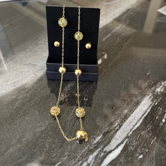 18K Brazilian Gold Plated Ball Necklace and Earring Set - Brand New - Picture 11 of 12